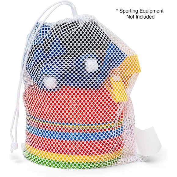 Boy Girl White Mesh Sports Equipment Bag with Strap - Picture 2 of 11